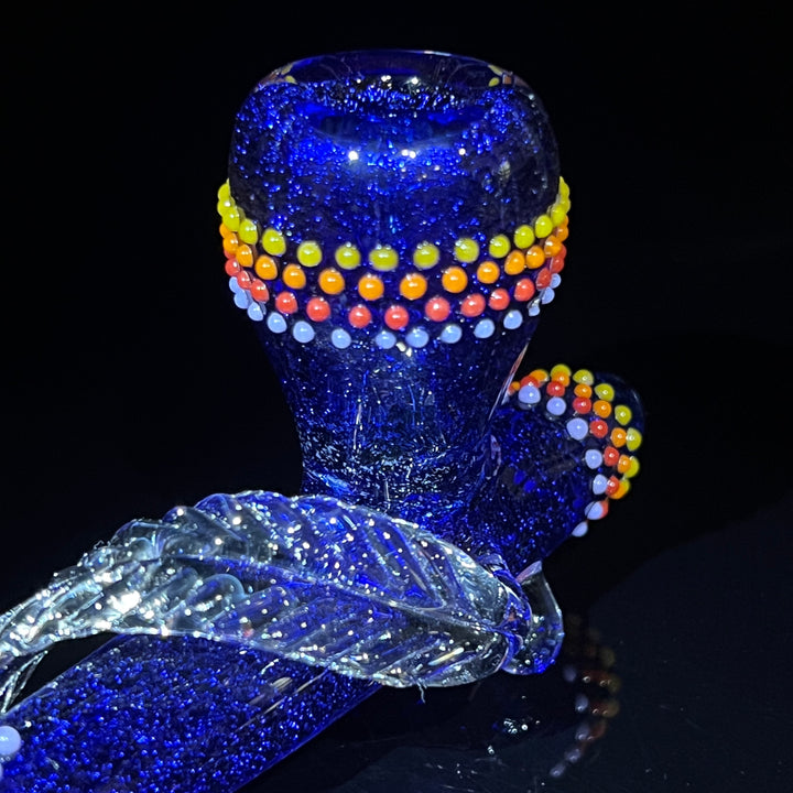 Dichroic Ceremonial Peace Pipe with Feather Glass Pipe Fiona Phoenix Fire   