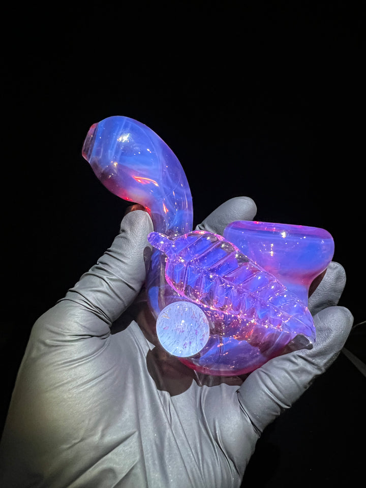 Pink Passion Leaf Sherlock Glass Pipe Beezy Glass   