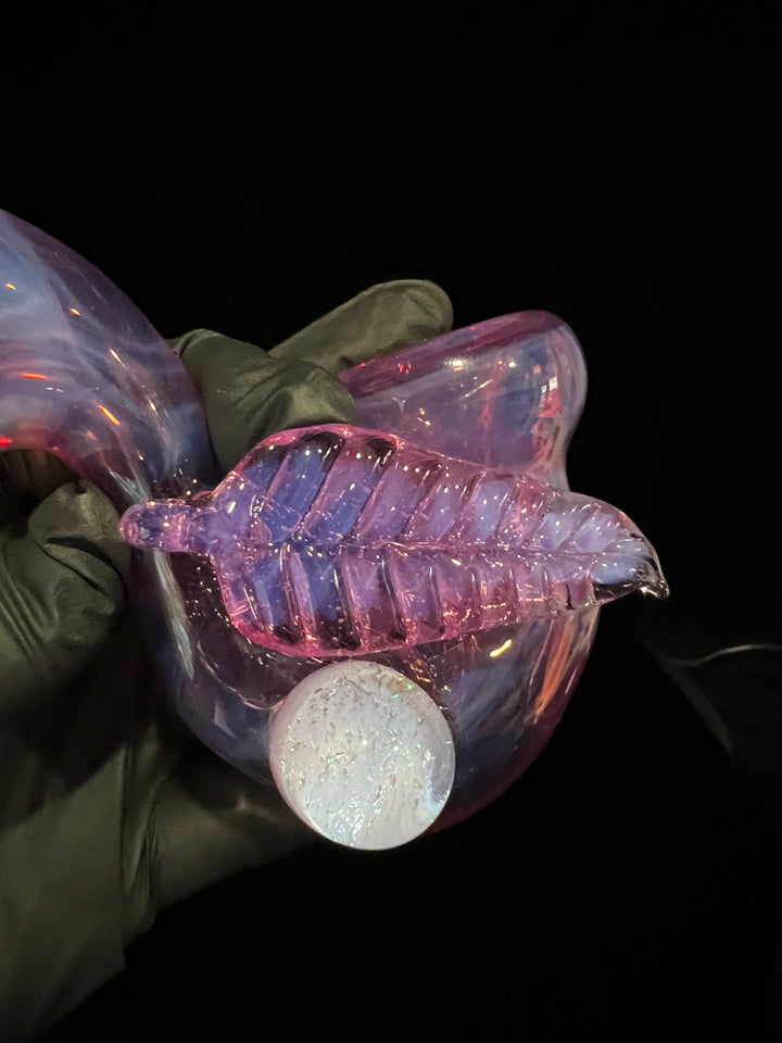 Pink Passion Leaf Sherlock Glass Pipe Beezy Glass   