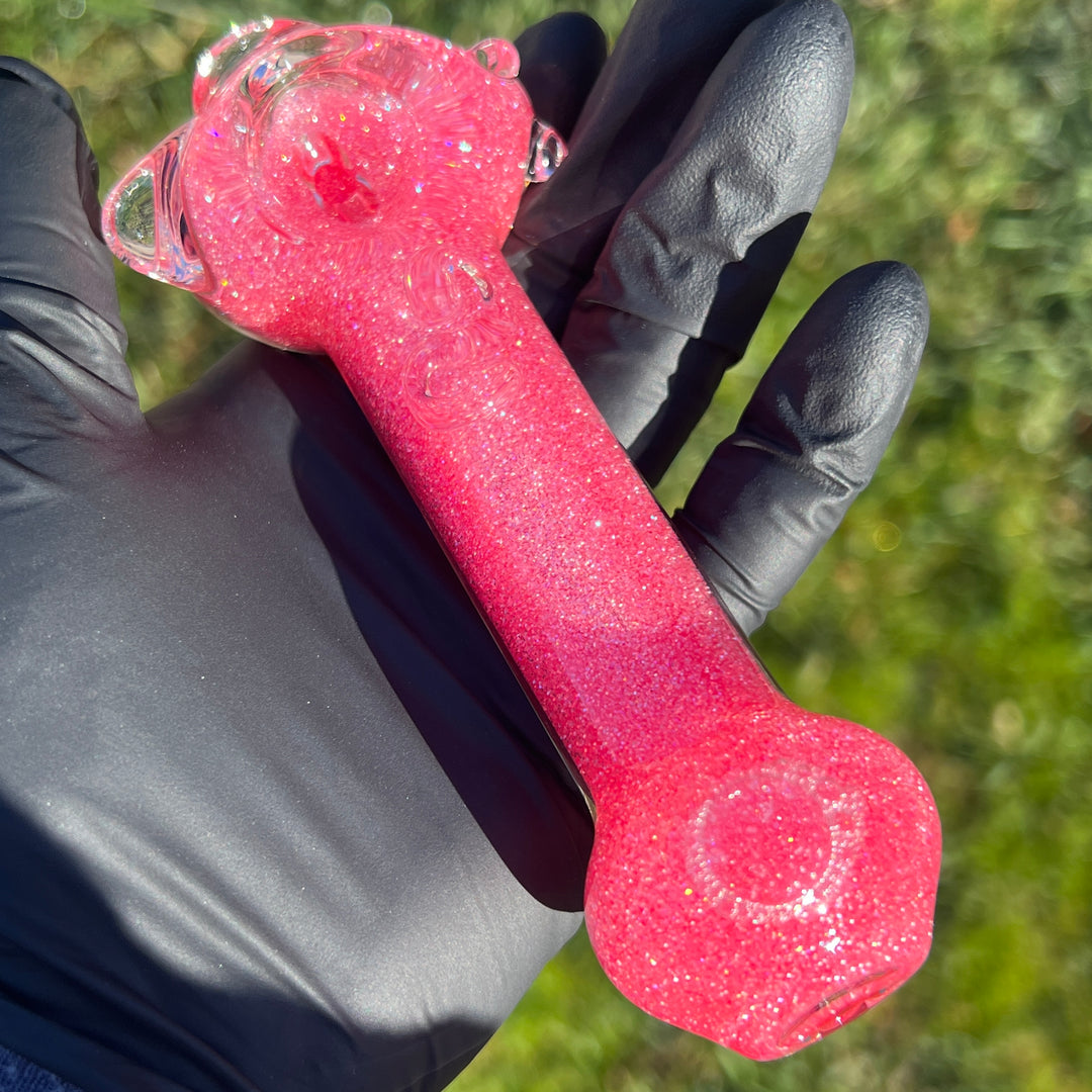 Aqua Cosmic Sparkle Pipe in Cotton Candy Glass Pipe HiTide Glassworks   