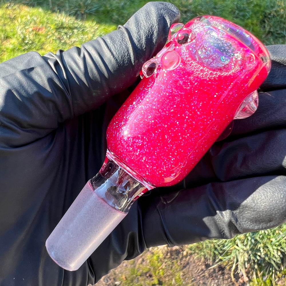 Aqua Cosmic Sparkle 14mm Pull Slide in Strawberry Accessory HiTide Glassworks   